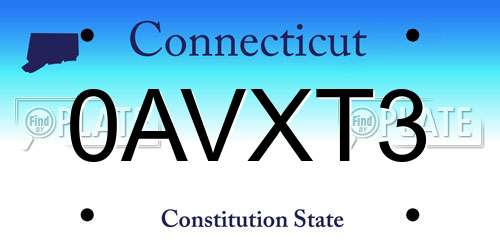 0AVXT3 Connecticut License Plate