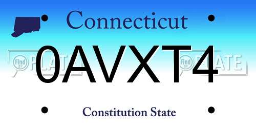 0AVXT4 Connecticut License Plate