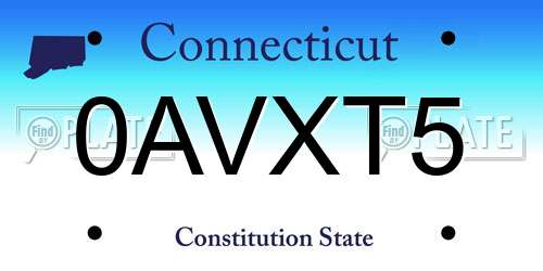 0AVXT5 Connecticut License Plate
