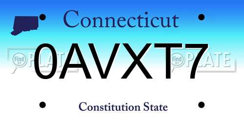 0AVXT7 Connecticut License Plate