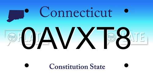 0AVXT8 Connecticut License Plate