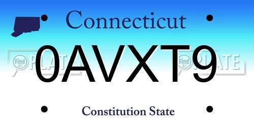 0AVXT9 Connecticut License Plate