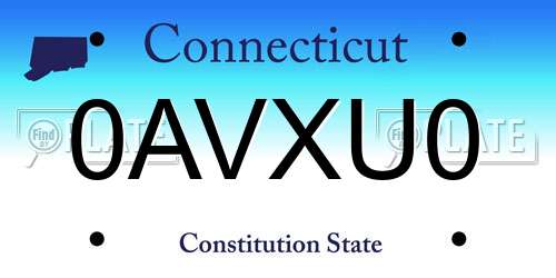 0AVXU0 Connecticut License Plate