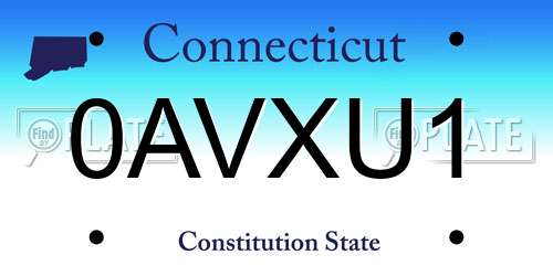 0AVXU1 Connecticut License Plate