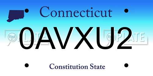 0AVXU2 Connecticut License Plate