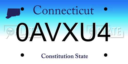 0AVXU4 Connecticut License Plate