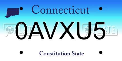0AVXU5 Connecticut License Plate