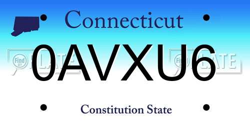 0AVXU6 Connecticut License Plate