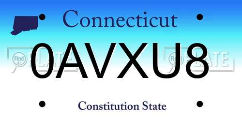 0AVXU8 Connecticut License Plate