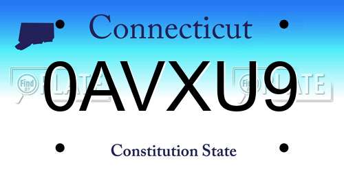 0AVXU9 Connecticut License Plate