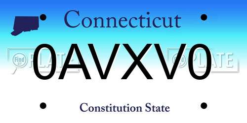 0AVXV0 Connecticut License Plate