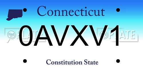 0AVXV1 Connecticut License Plate