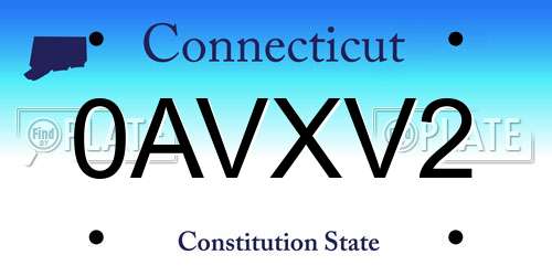 0AVXV2 Connecticut License Plate