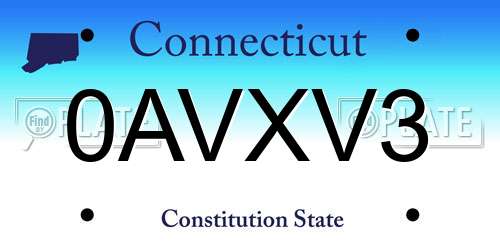 0AVXV3 Connecticut License Plate