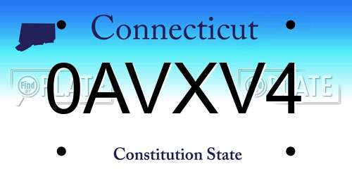 0AVXV4 Connecticut License Plate