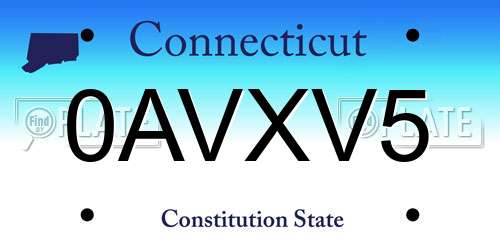 0AVXV5 Connecticut License Plate