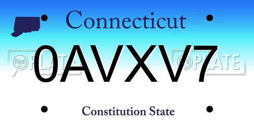 0AVXV7 Connecticut License Plate