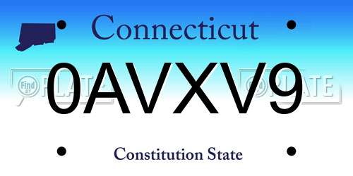 0AVXV9 Connecticut License Plate