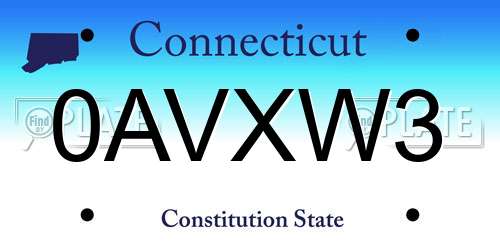 0AVXW3 Connecticut License Plate