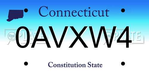 0AVXW4 Connecticut License Plate