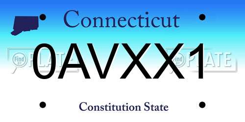 0AVXX1 Connecticut License Plate