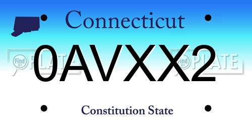0AVXX2 Connecticut License Plate