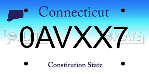 0AVXX7 Connecticut License Plate