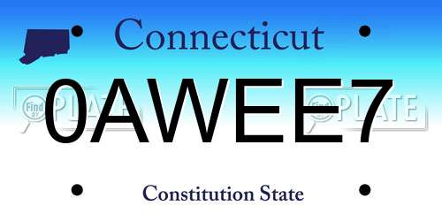 0AWEE7 Connecticut License Plate