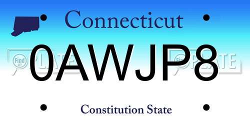 0AWJP8 Connecticut License Plate
