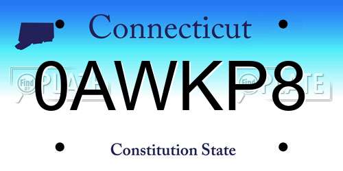 0AWKP8 Connecticut License Plate