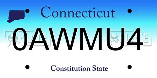 0AWMU4 Connecticut License Plate
