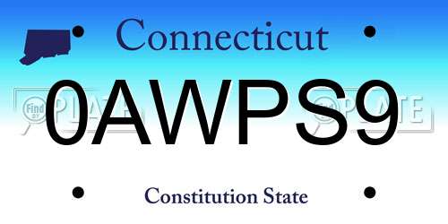 0AWPS9 Connecticut License Plate