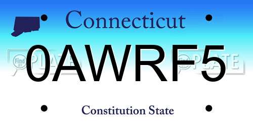 0AWRF5 Connecticut License Plate
