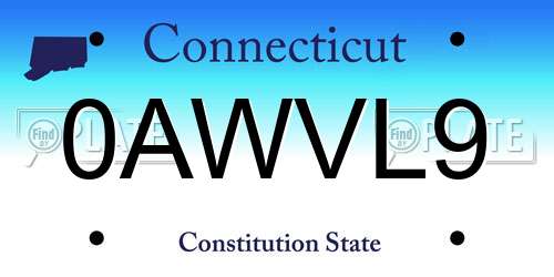 0AWVL9 Connecticut License Plate
