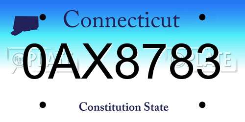 0AX8783 Connecticut License Plate