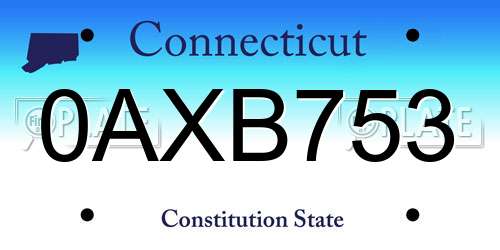 0AXB753 Connecticut License Plate