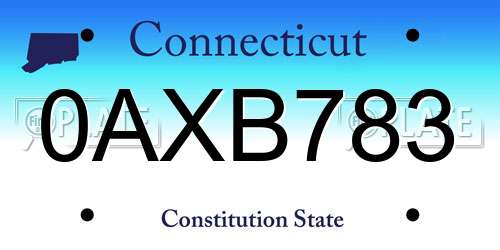 0AXB783 Connecticut License Plate