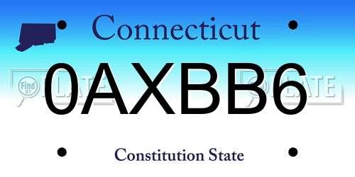 0AXBB6 Connecticut License Plate