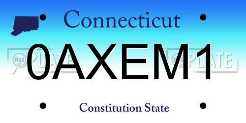 0AXEM1 Connecticut License Plate