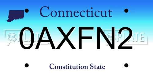 0AXFN2 Connecticut License Plate