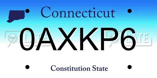 0AXKP6 Connecticut License Plate