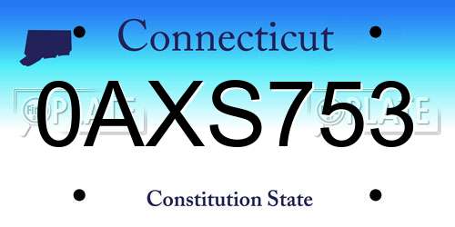 0AXS753 Connecticut License Plate