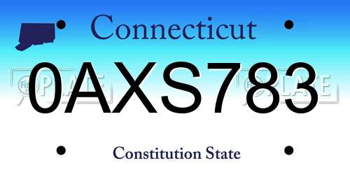 0AXS783 Connecticut License Plate