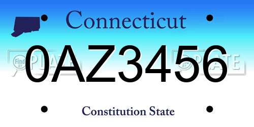 0AZ3456 Connecticut License Plate
