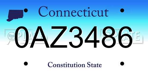 0AZ3486 Connecticut License Plate