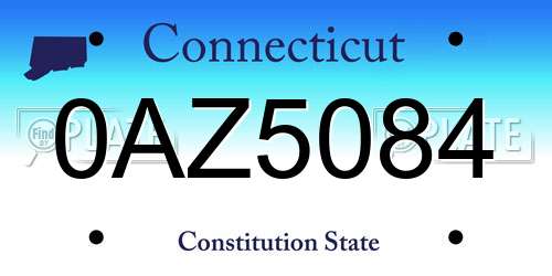 0AZ5084 Connecticut License Plate