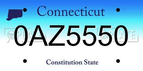 0AZ5550 Connecticut License Plate