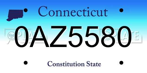 0AZ5580 Connecticut License Plate