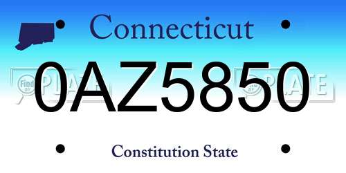 0AZ5850 Connecticut License Plate