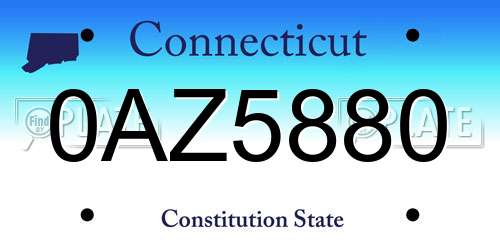 0AZ5880 Connecticut License Plate
